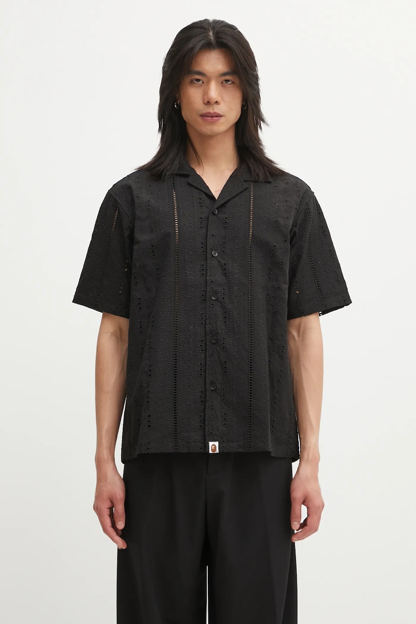 A Bathing Ape koszula bawełniana Embroidery Open Collar