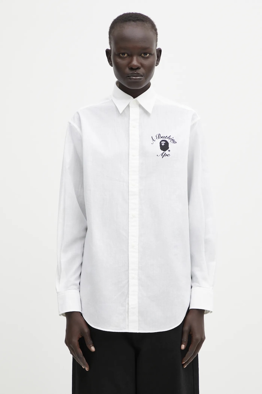 A Bathing Ape koszula z domieszką lnu College