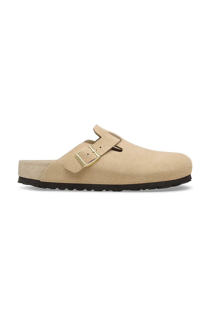 Birkenstock Boston EXQ LEVE klapki mules męskie zamszowe