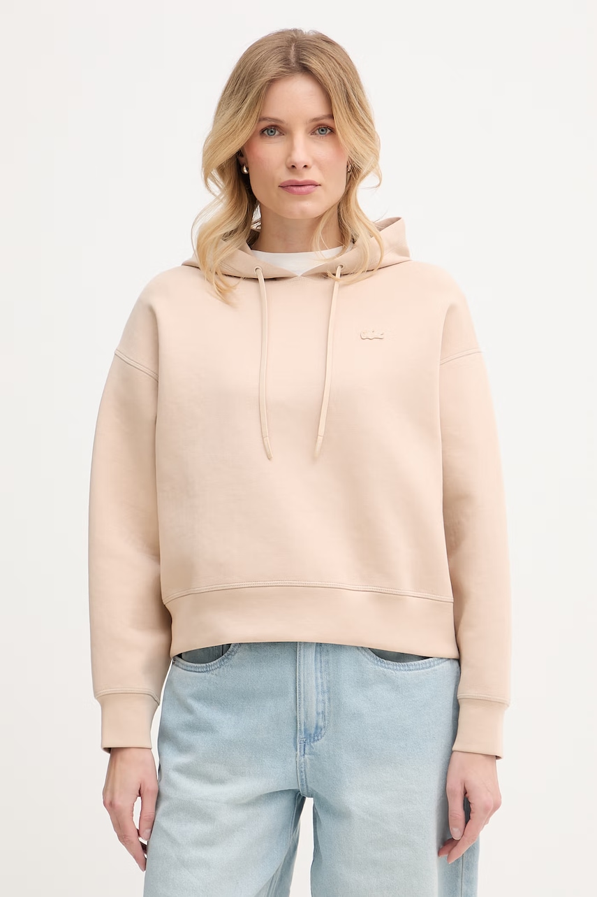 Lacoste bluza z kapturem z bawełną damska