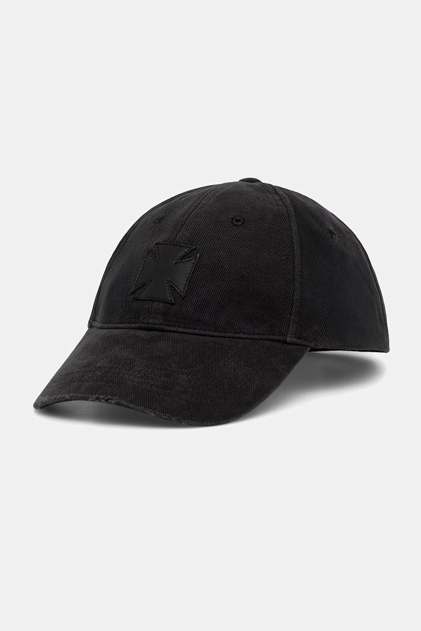 VETEMENTS czapka z daszkiem jeansowa Leather Biker Cross