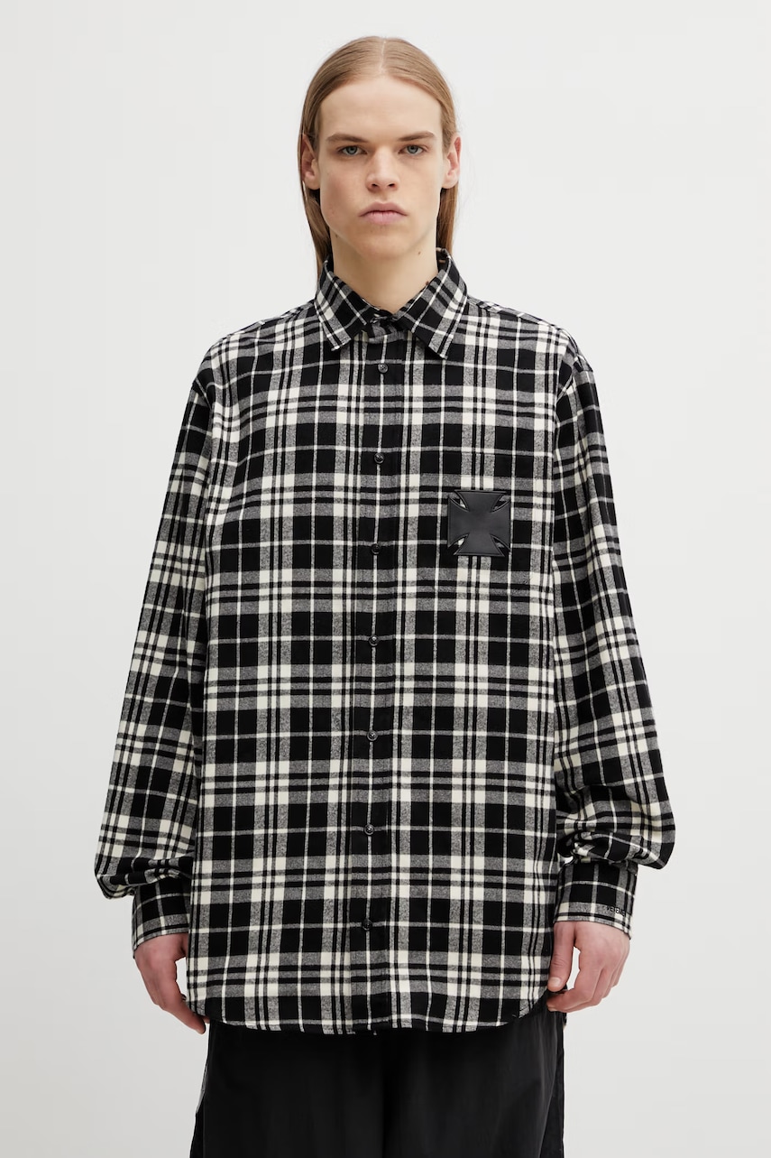 VETEMENTS koszula bawełniana Leather Cross Flannel