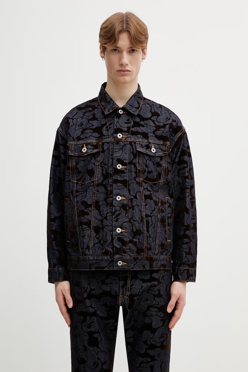 A Bathing Ape kurtka jeansowa Camo Flocked