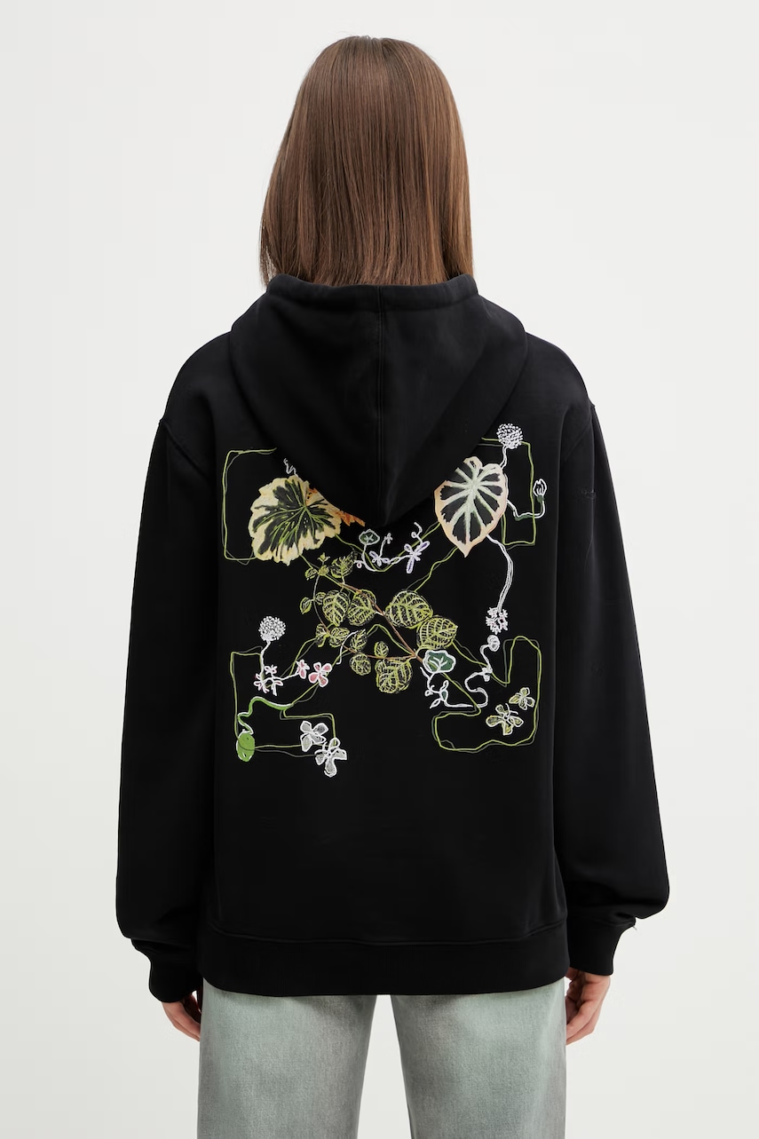 Off-White Arrow Leaves bluza z kapturem z bawełną damska