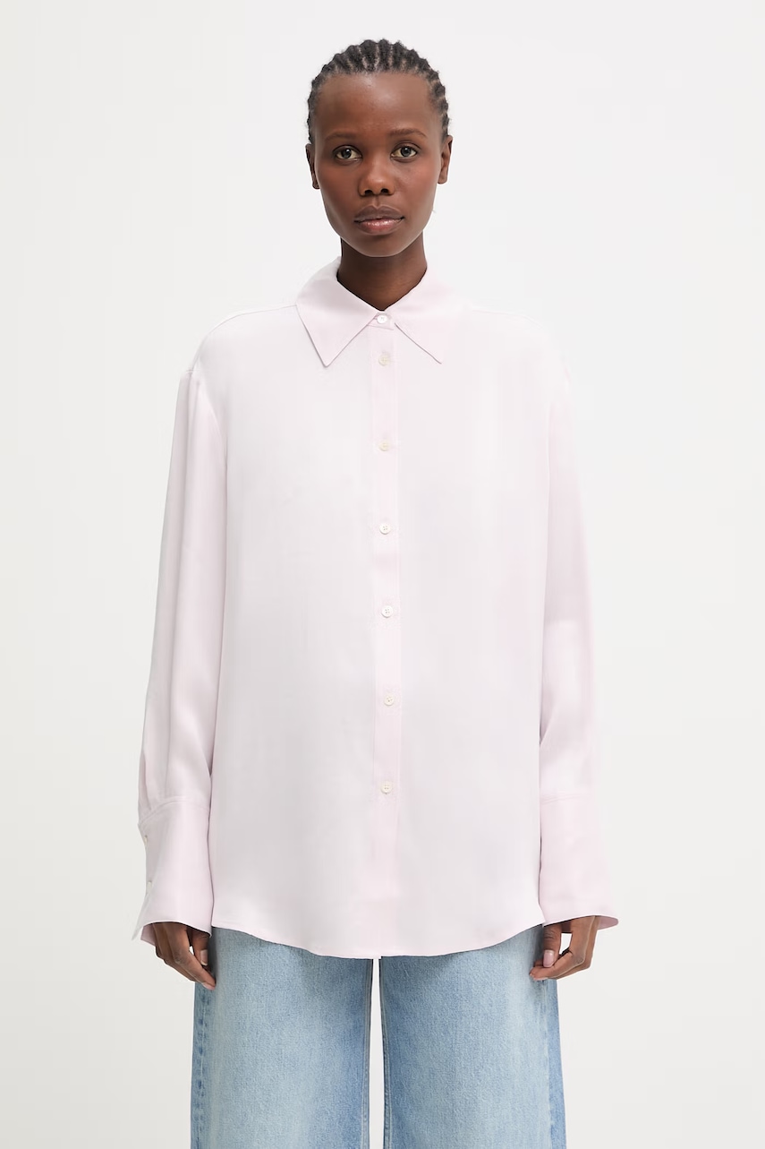 Anine Bing BRIDGET SHIRT - POWDER PINK koszula damska z wiskozy