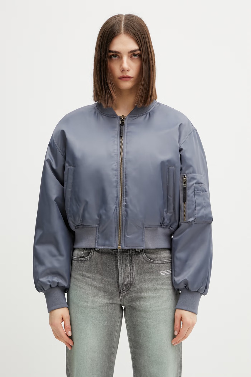 Anine Bing CROPPED LEON BOMBER - DARK GREY bomberka damska