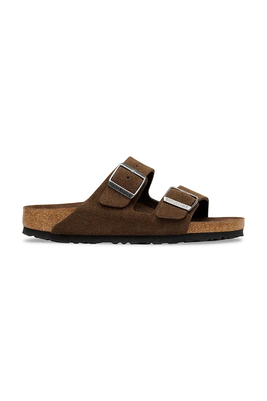 Birkenstock Arizona klapki na płaskim obcasie damskie zamszowe