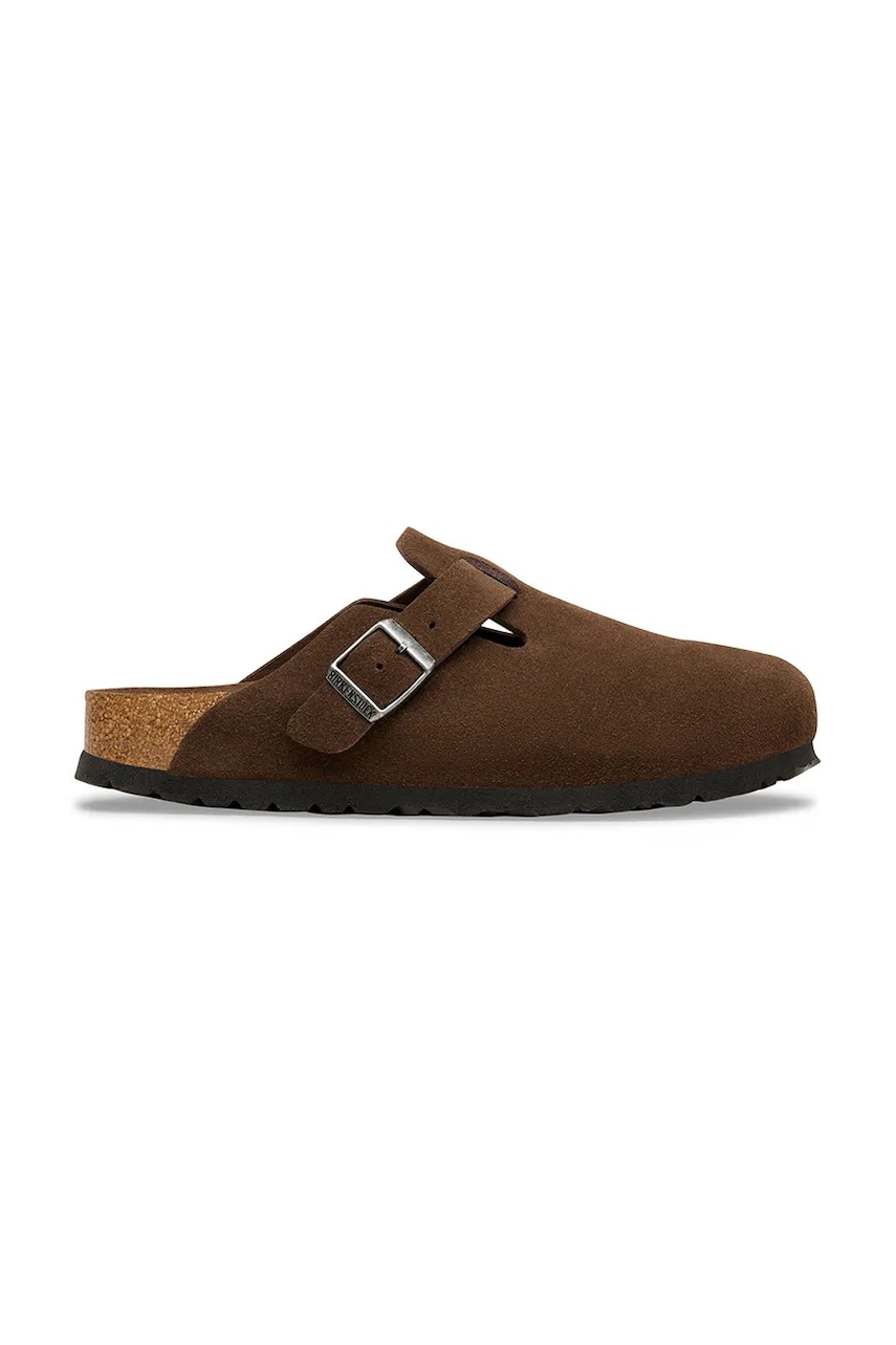 Birkenstock Boston SFB LEVE klapki na płaskim obcasie męskie zamszowe