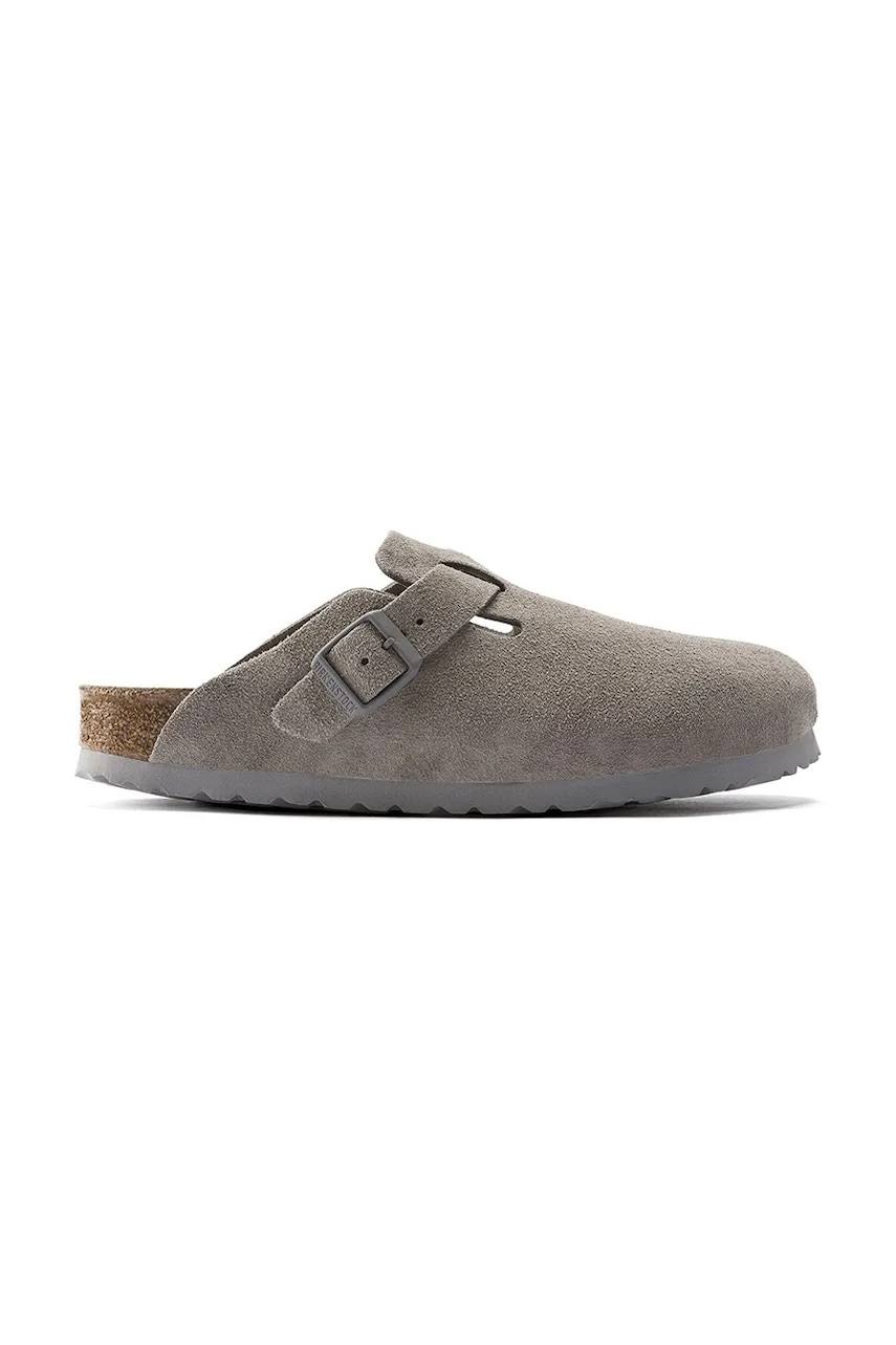 Birkenstock Boston SFB LEVE klapki na płaskim obcasie męskie zamszowe
