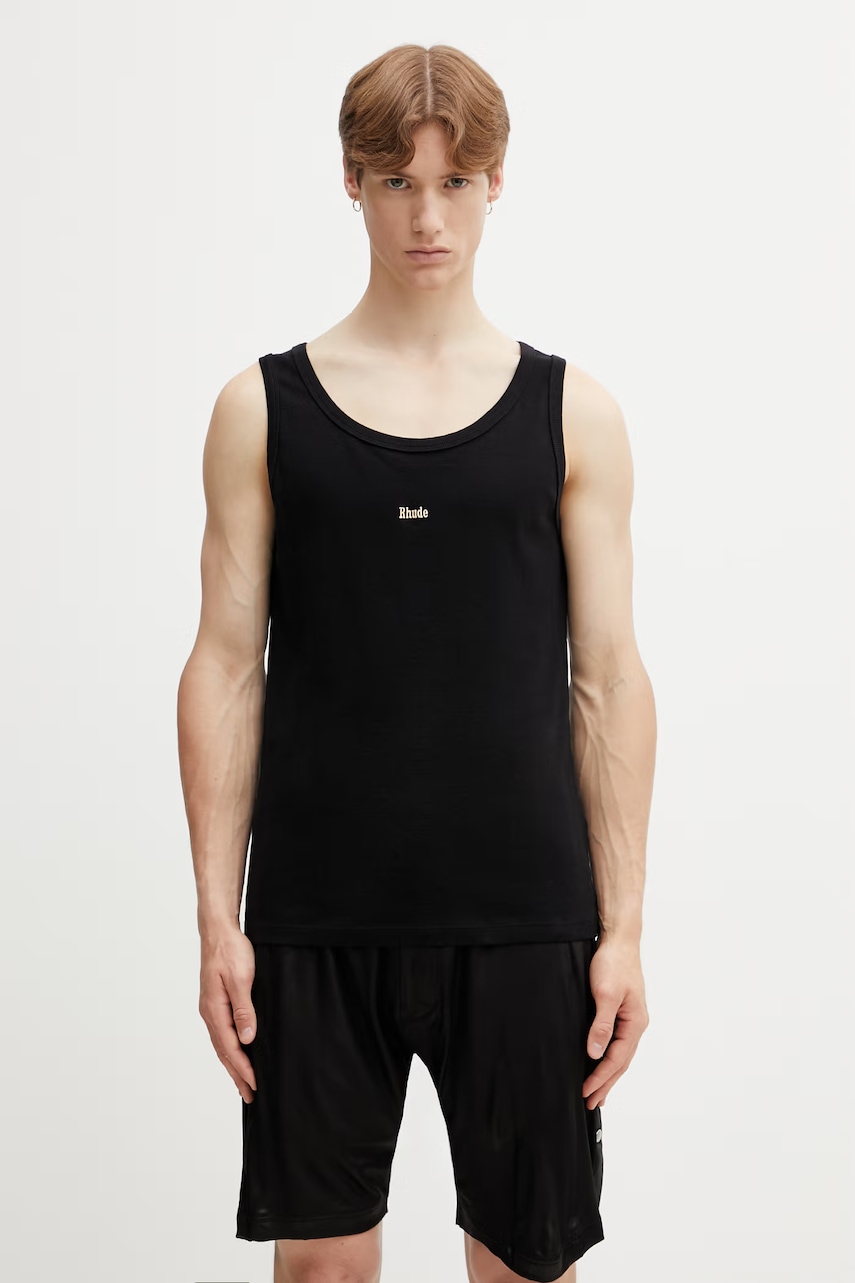 RHUDE Logo Ribbed Tank Top top męski bawełniany