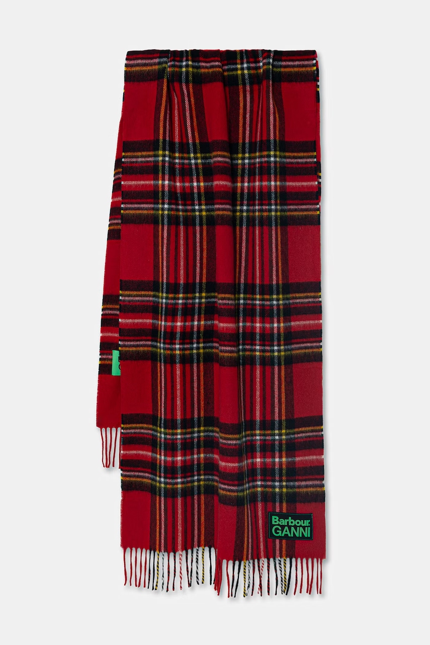 Barbour x Ganni Tartan szalik wełniany damski