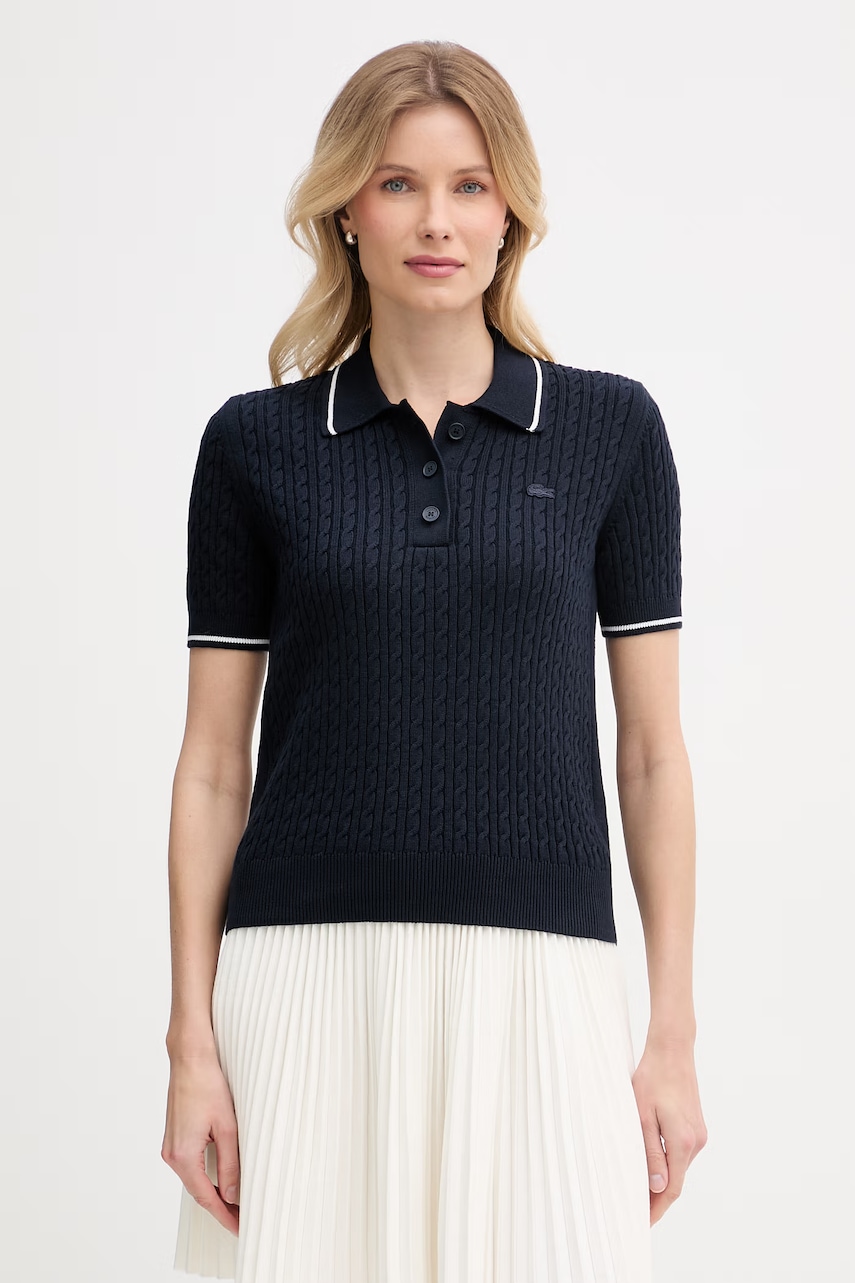 Lacoste polo swetrowe z bawełną damskie