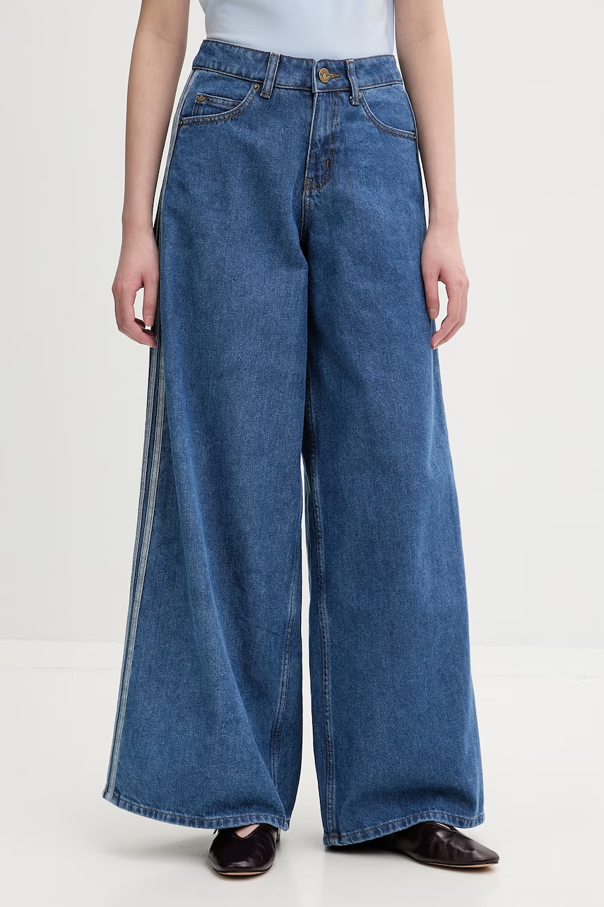 adidas Originals Firebird jeansy wide leg damskie
