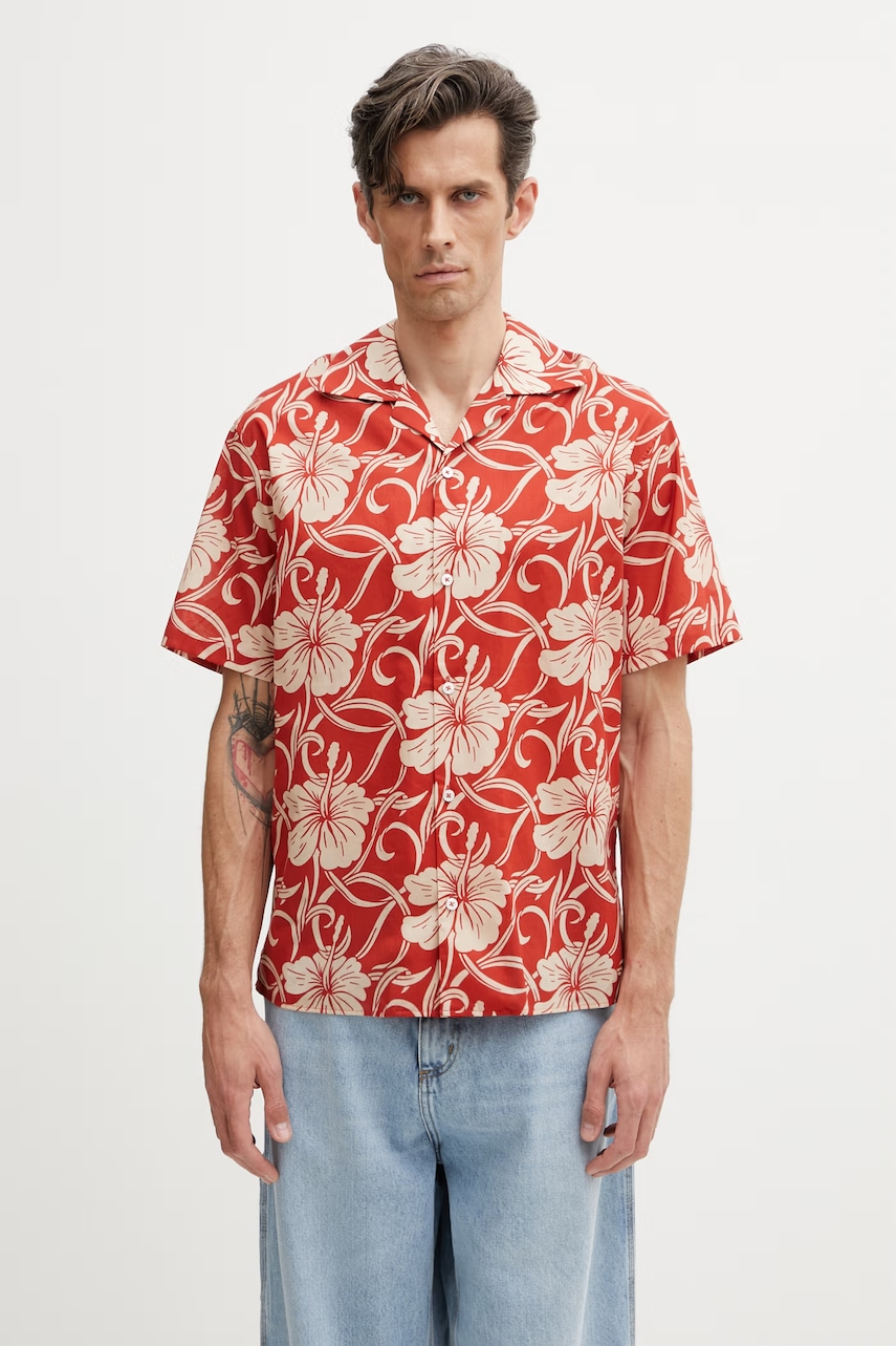Drôle de Monsieur Hibiscus Monoramme koszula bawełniana męska