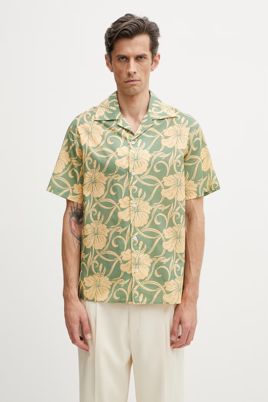 Drôle de Monsieur Hibiscus Monoramme koszula bawełniana męska