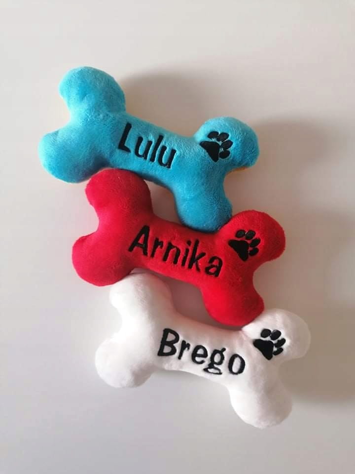 Zabawka pluszowa dla psa kość z imieniem Twojego psa