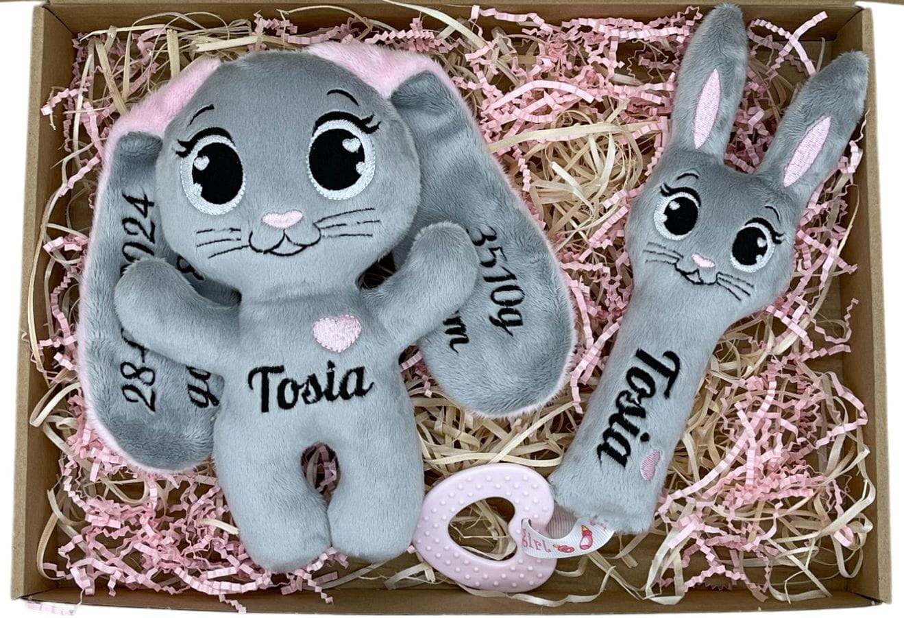 Prezent dla noworodka Zestaw Prezentowy na Baby Shower Wyprawka Chrzest Prezent na roczek
