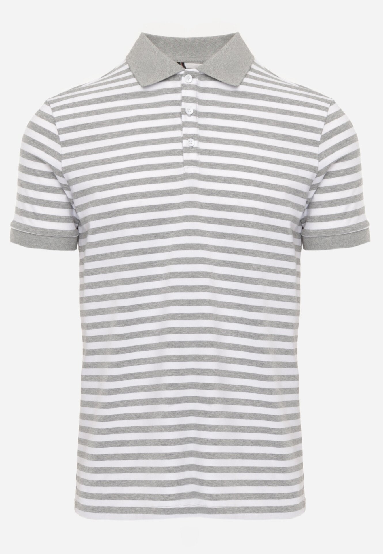 Szara Bawełniana Koszulka Polo w Paski w Stylu Casual Elunilla