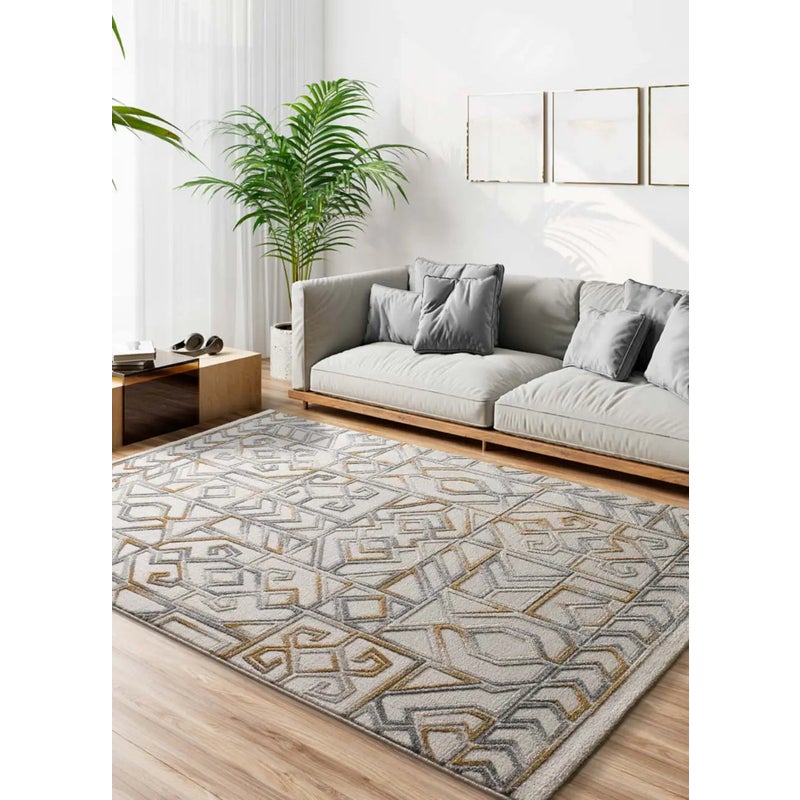 Dywan wewnętrzny prostokątny, kremowy / wielokolorowy, 80 x 150 cm, AMARA etniczny z reliefem - ATTICGO