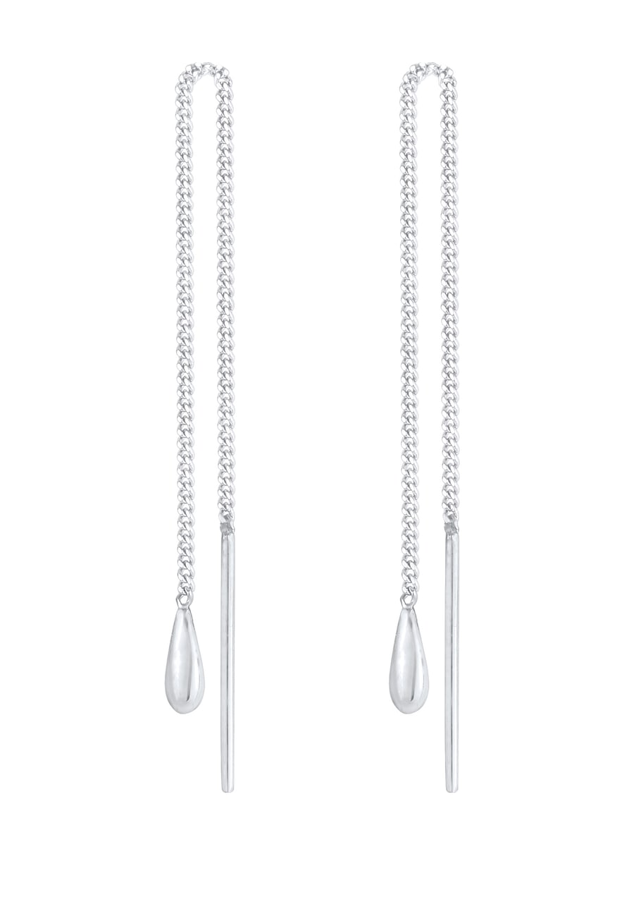 Elli Damskie kolczyki wiszące krople Drop Pull Through Basic ze srebra próby 925 Sterling Silver Kolczyki 1 ct