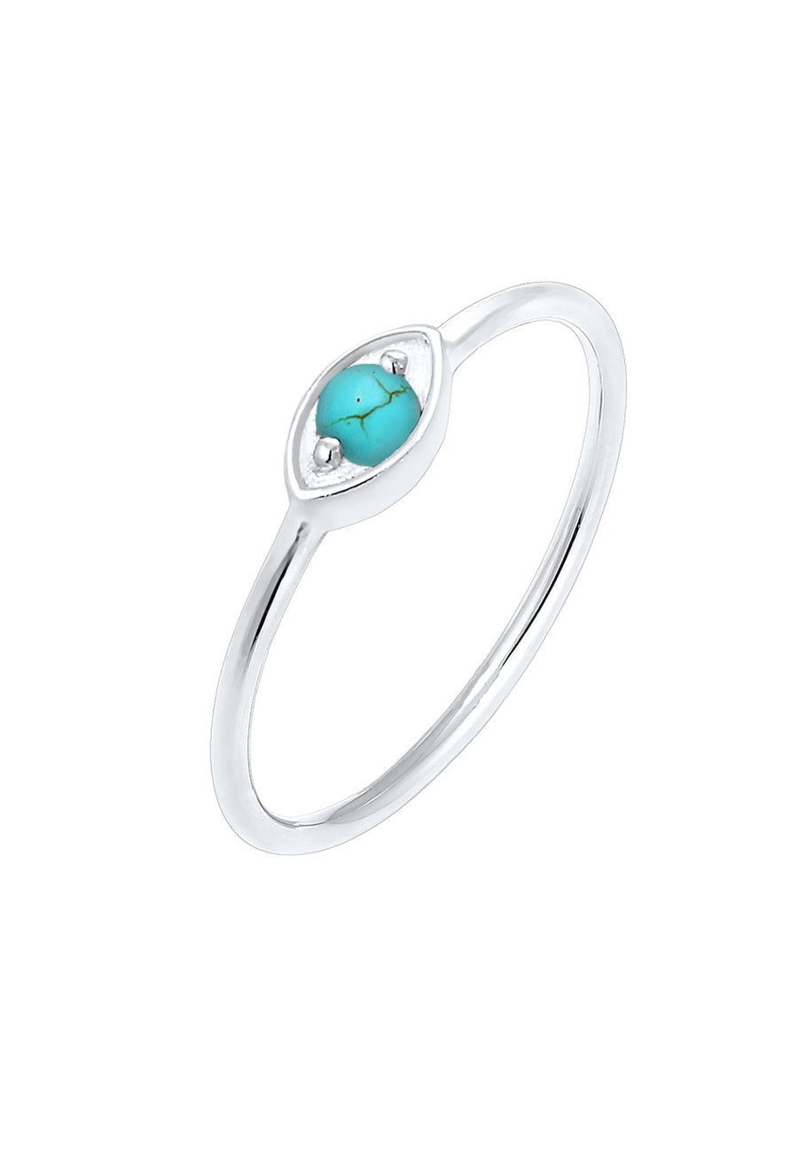 Elli Damski Talizman Złe Oko z Howlitem w srebro 925 Sterling Silver pozłacane Pierścionki 1 ct