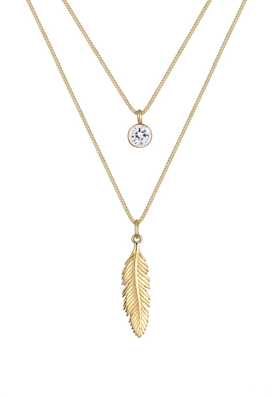 Elli Damskie pióra Boho z kryształami , srebro próby 925 Sterling Silver Naszyjniki 1 ct