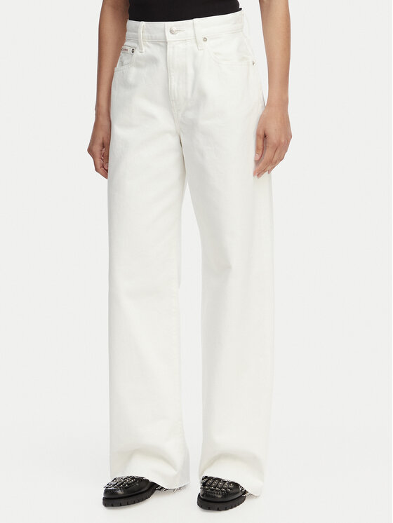 Calvin Klein Jeans Jeansy LV047F733G Kremowy Wide Leg