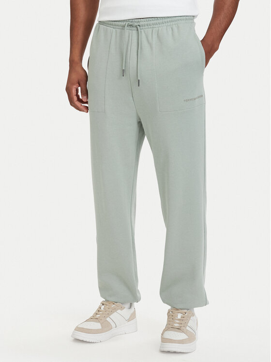 Tommy Hilfiger Spodnie dresowe Essential UM0UM03911 Zielony jasny Relaxed Fit