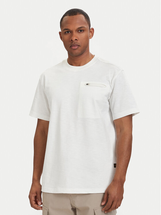 G-Star Raw T-Shirt Distressed D28891-E512 Kremowy Regular Fit