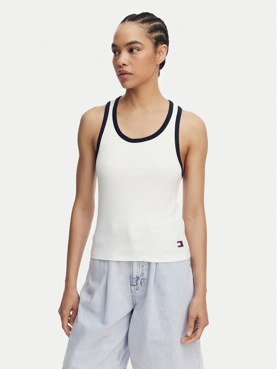 Tommy Hilfiger Top UW0UW06308 Biały Regular Fit