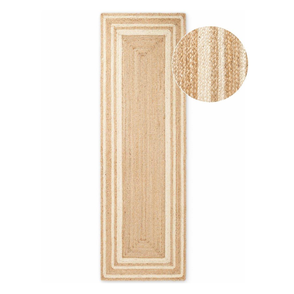 Kremowo-naturalny ręcznie tkany dwustronny chodnik z juty 70x200 cm Jutta – Hanse Home