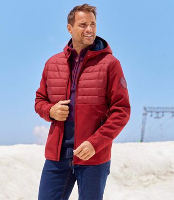 Pikowana kurtka z kapturem Softshell Freedom Mężczyzna Atlas For Men - Kolor : Bordowy - Rozmiar : XXL