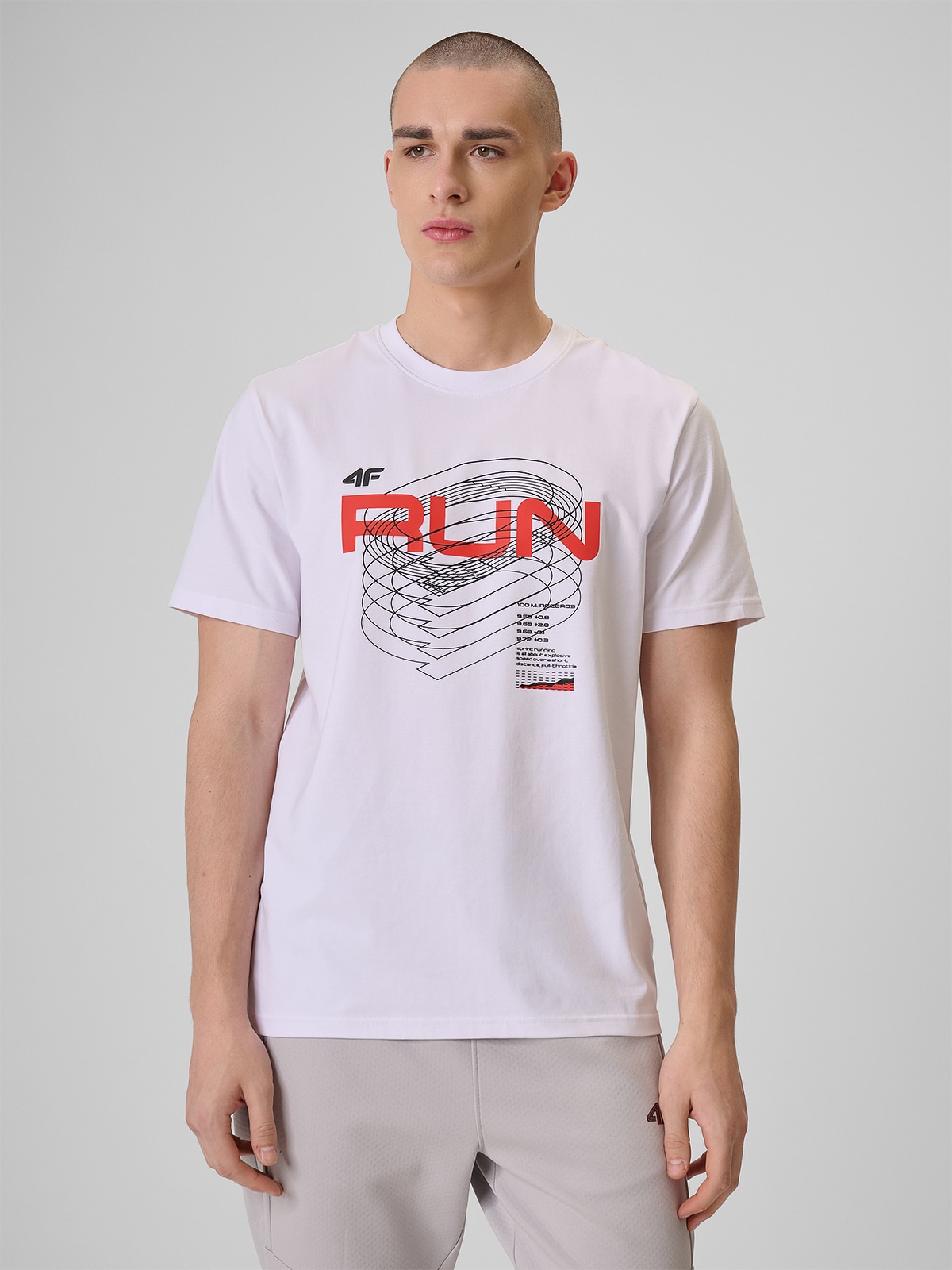 4F T-shirt regular z nadrukiem męski - biały XXL