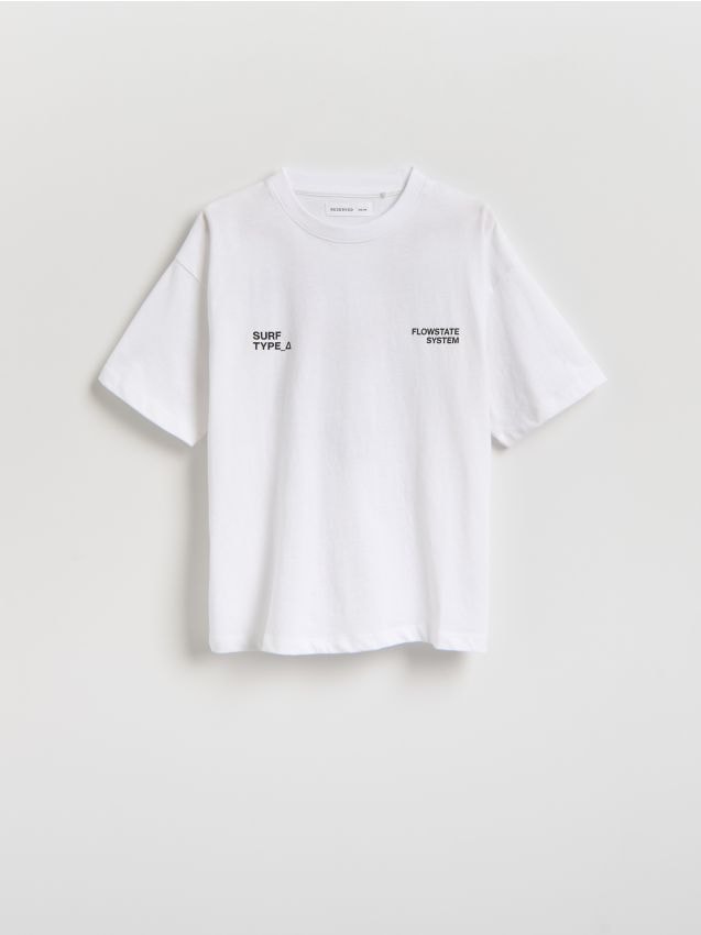Reserved - T-shirt z nadrukiem - złamana biel