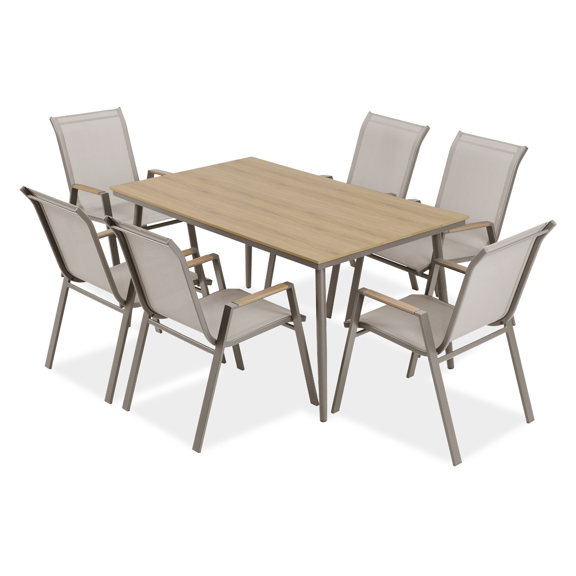 Zestaw mebli jadalnianych na taras NOVA DINING 6+1 Taupe - Bjørkka