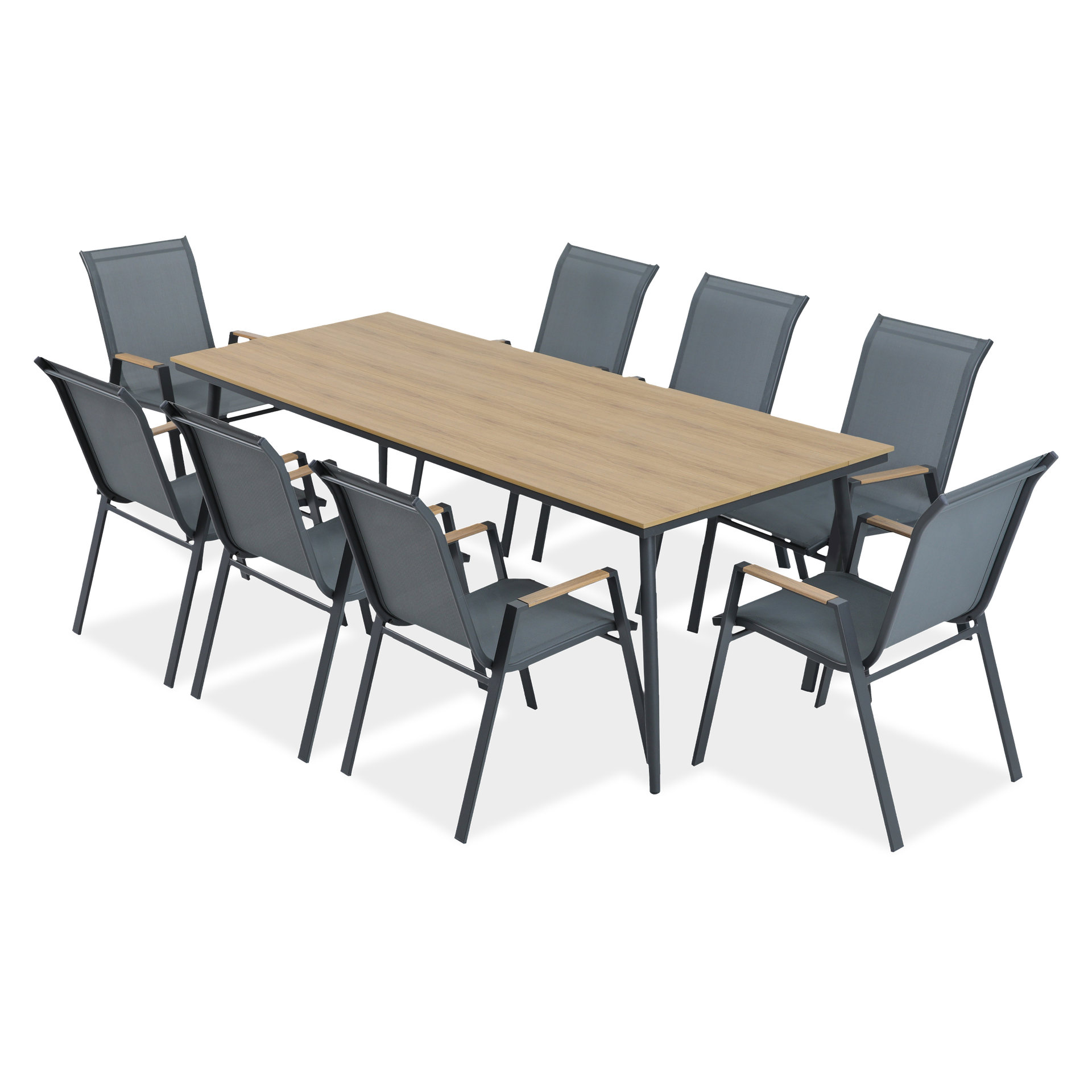 Zestaw mebli jadalnianych do ogrodu NOVA DINING 8+1 Dark Grey - Bjørkka