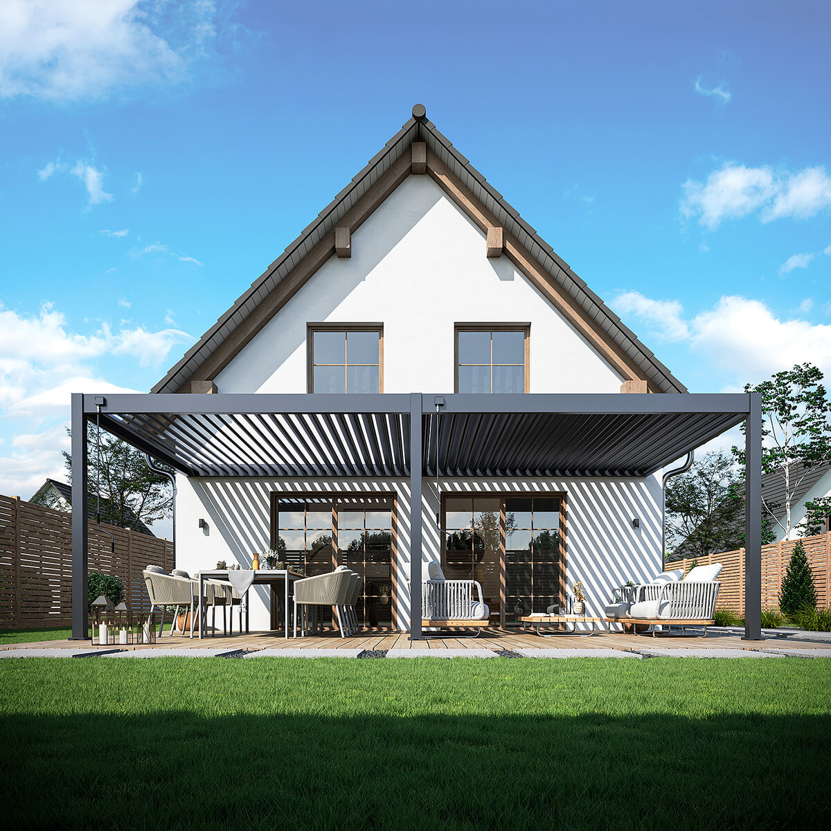 GUTROOF Pergola przyścienna DELUXE Wall 3,6x7,2 Anthracite