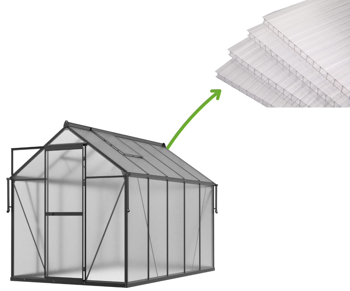 CULTIVO Panele poliwęglanowe 4 mm 1291x573 mm wymienne do szklarni (5 szt.) Slide-in