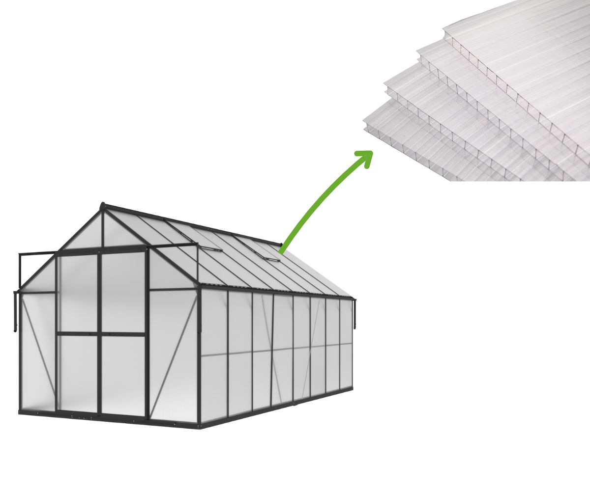 CULTIVO Panele poliwęglanowe 6 mm 1423 x 588 mm wymienne do szklarni (5 szt.) Slide-in