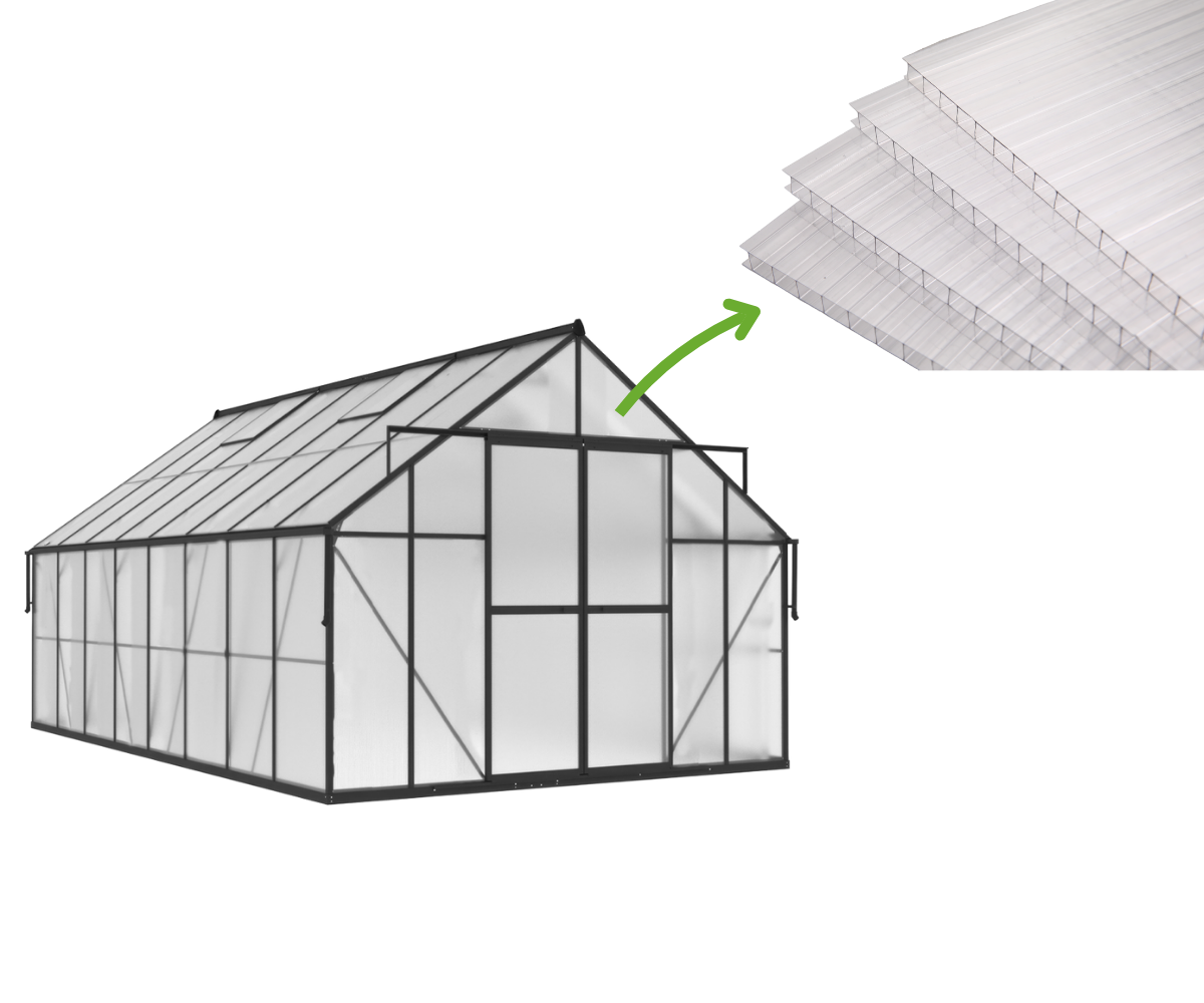 CULTIVO Panele poliwęglanowe 6 mm 1798 x 588 mm wymienne do szklarni (5 szt.) Slide-in
