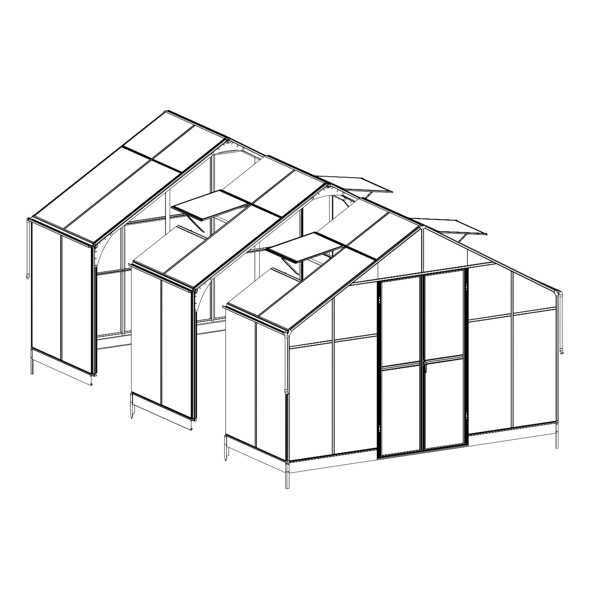 CULTIVO Moduł przedłużający szklarnię SOLID PC 137x354cm