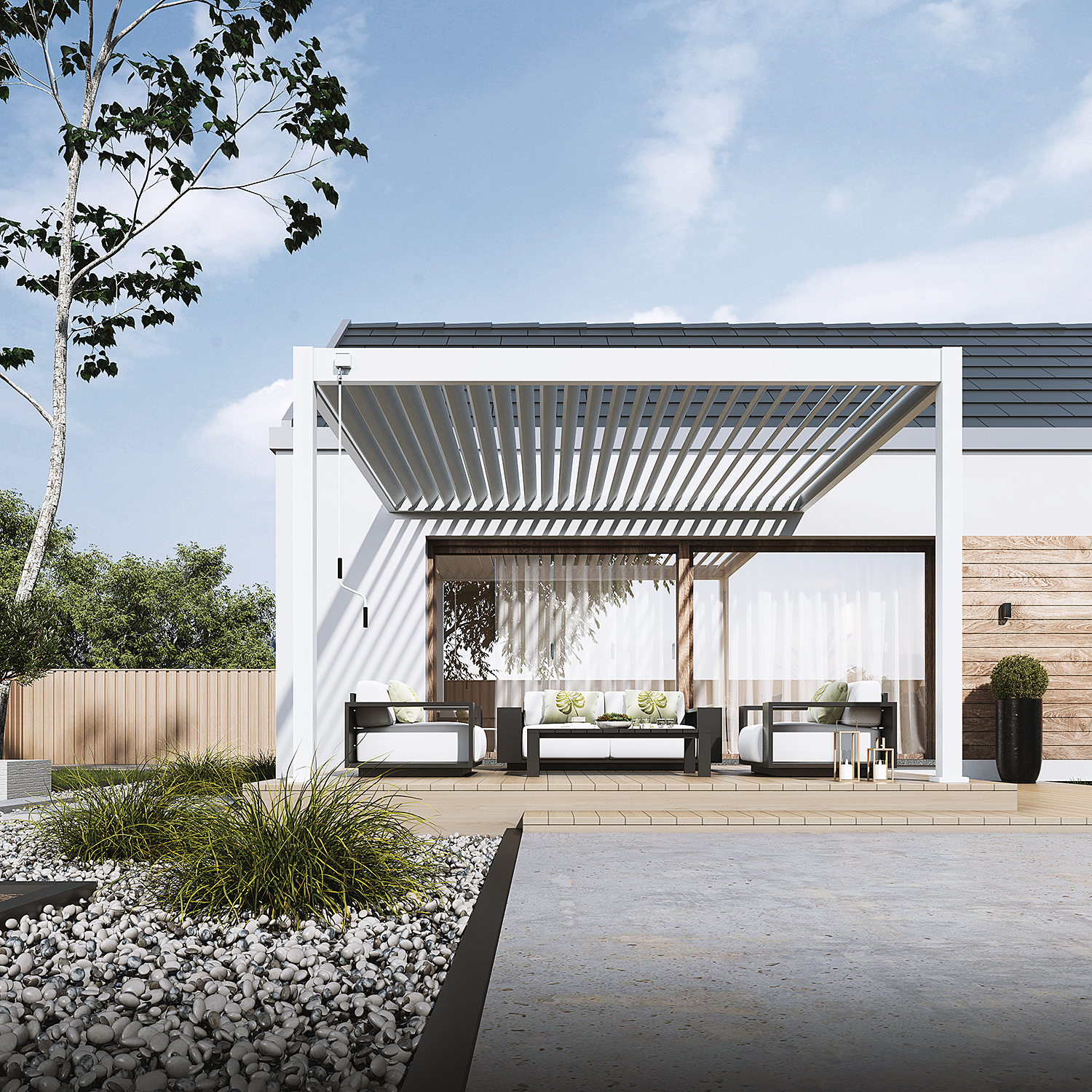 GUTROOF Pergola aluminiowa DELUXE Wall 3,6x4 White