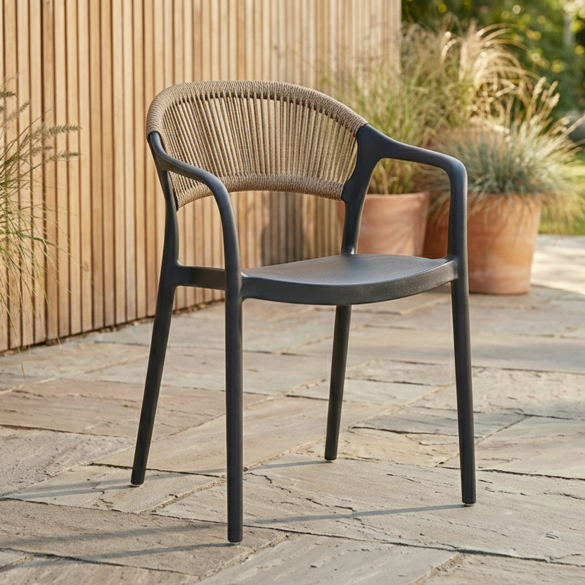 Bjørkka Krzesło tarasowe TESSA Black Beige