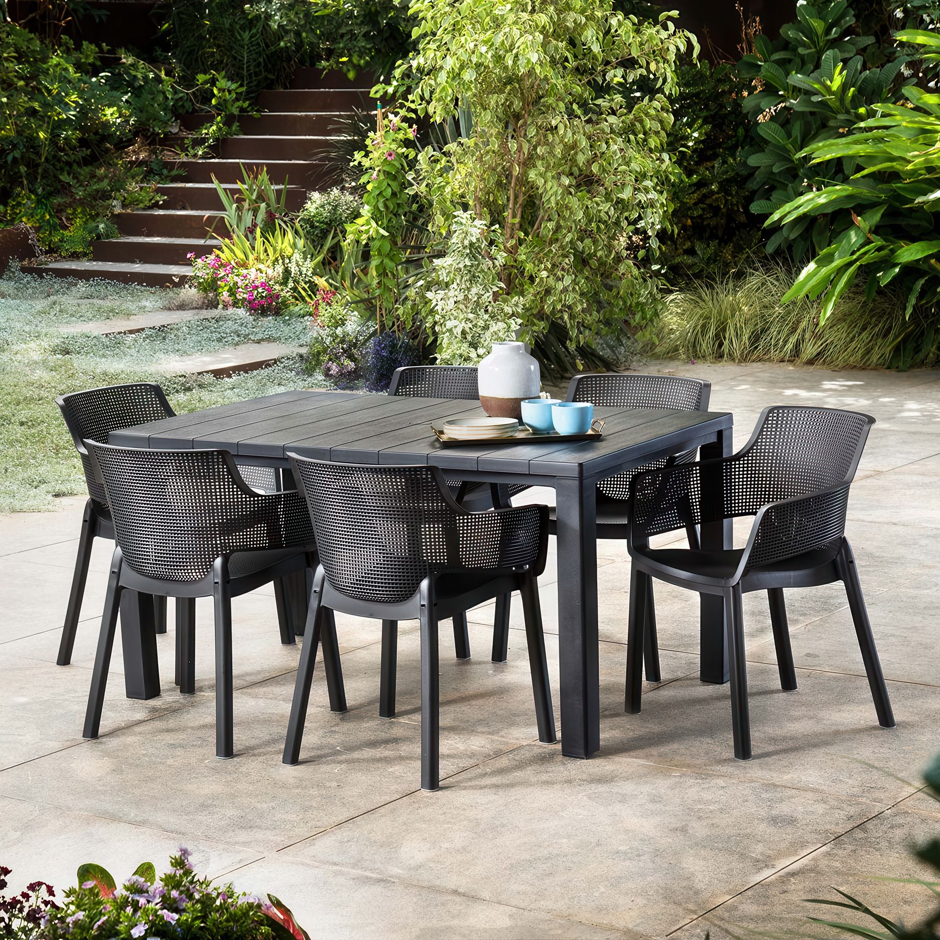 Zestaw mebli jadalnianych ELISA/JULIE Graphite 6+1 - Keter