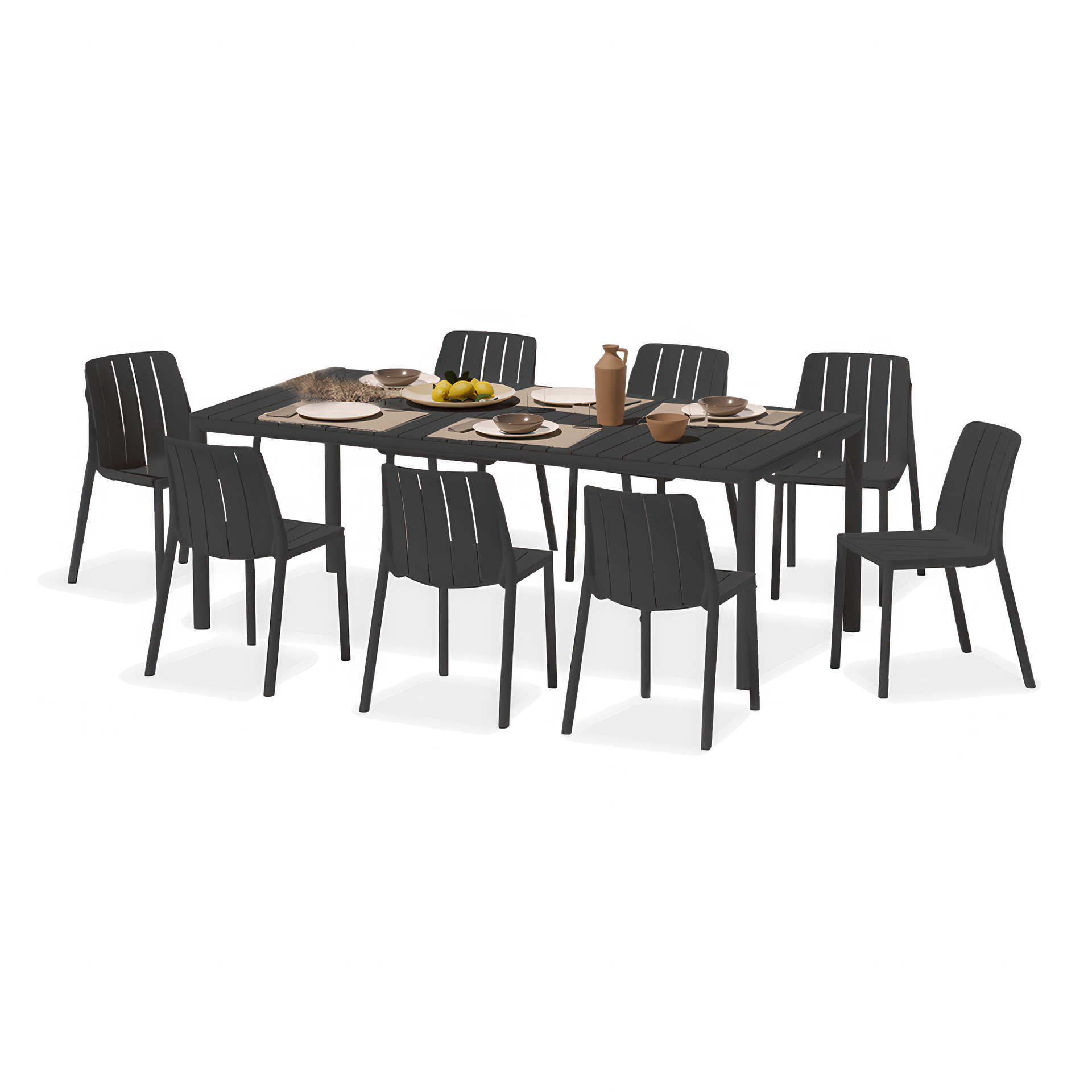 Zestaw mebli ogrodowych TIBERINA BISTROT/TEVERE 147-211 8+1 ANTHRACITE – Nardi