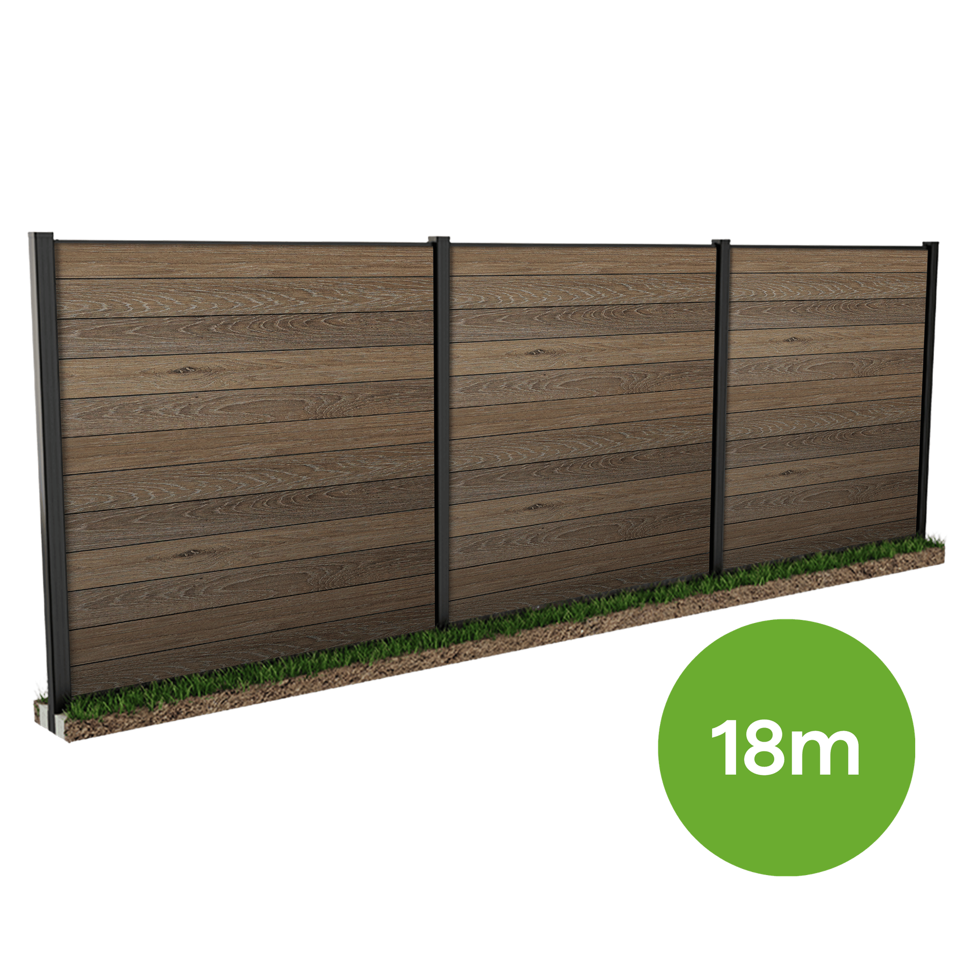 Keter Ogrodzenie kompozytowe 18m do mocowania w ziemi Walnut
