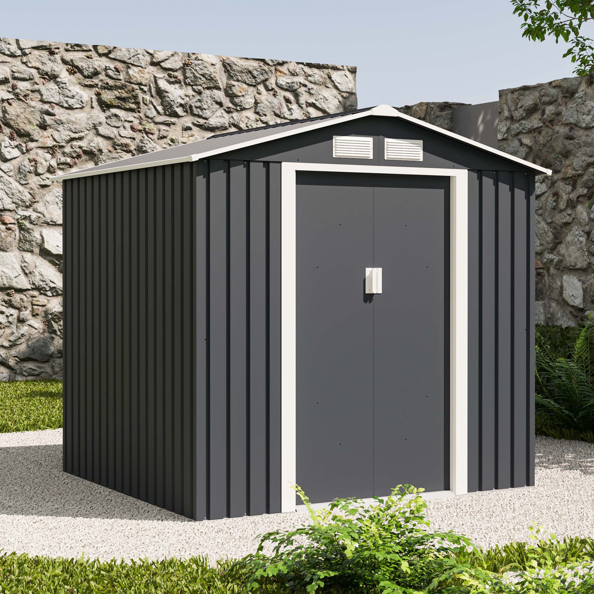 Domek metalowy ogrodowy VECTOR 7x6 Cold Grey - Hardmaister