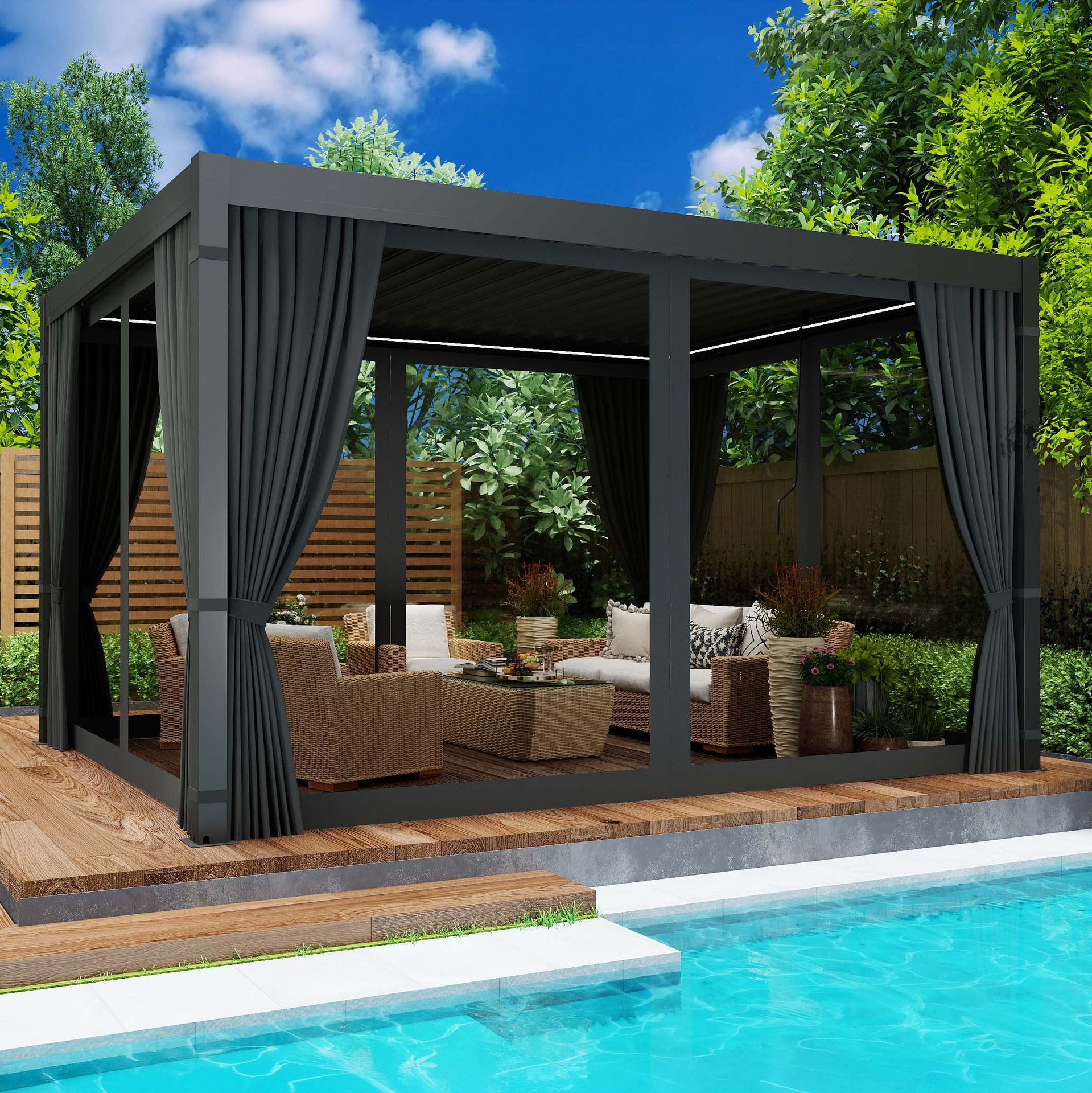 GUTROOF Zasłona boczna z siatką moskitierą do pergoli PRIMARY 4m Anthracite