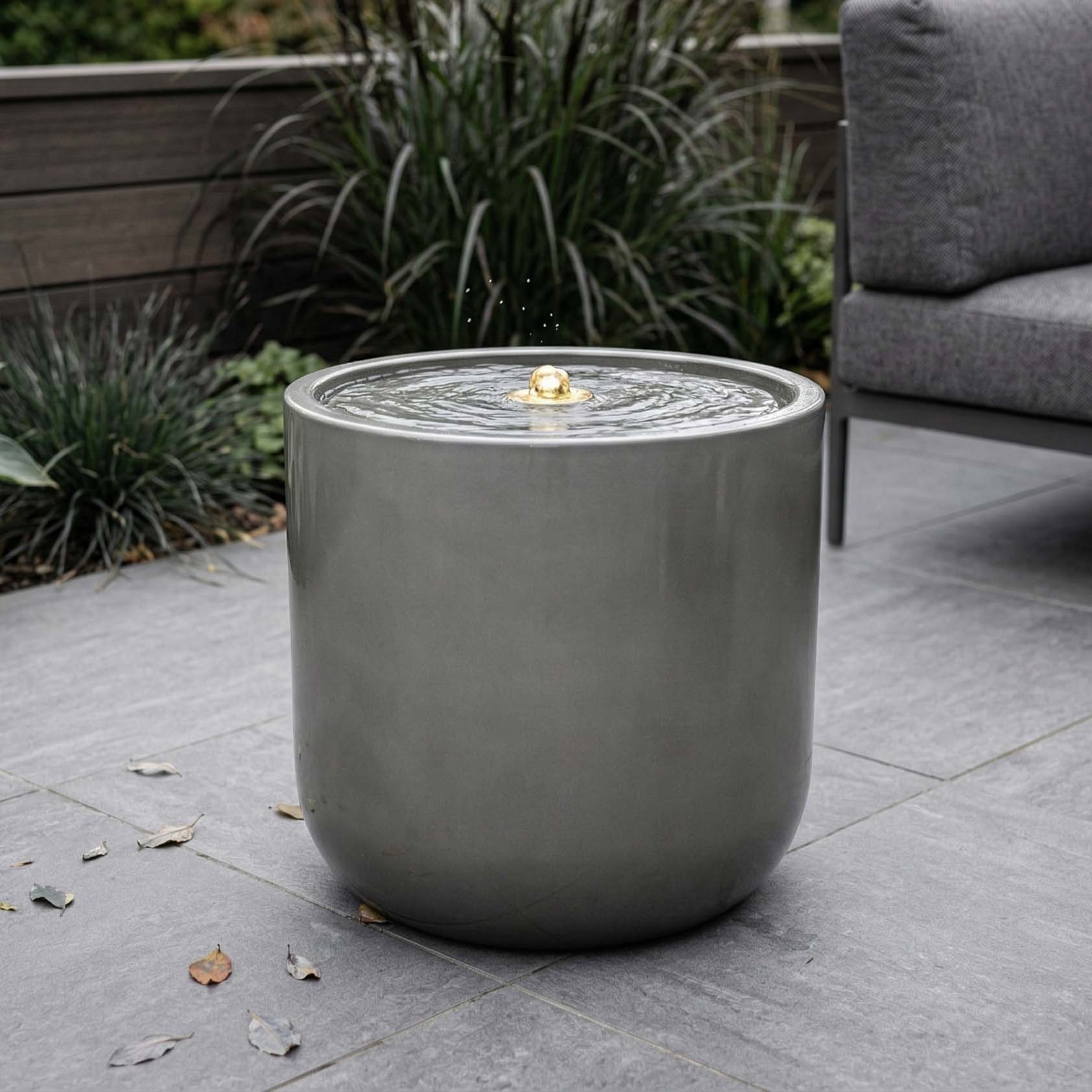 MoodMe Fontanna ogrodowa LUMINA LED 29x28 cm Stone Grey