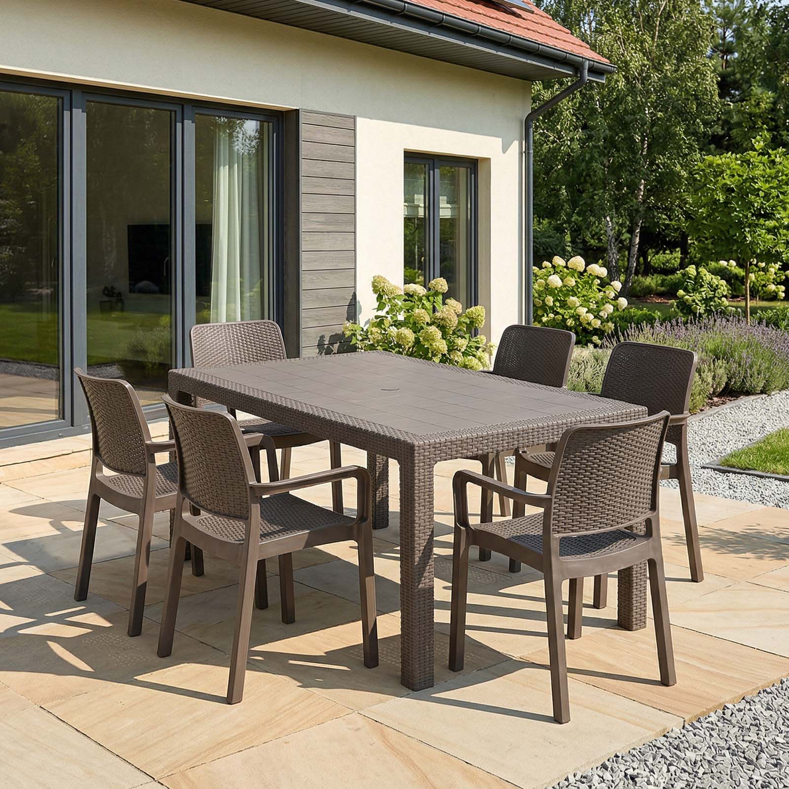 Keter Zestaw jadalniany ogrodowy SAMANNA / MELODY 6+1 Cappucino